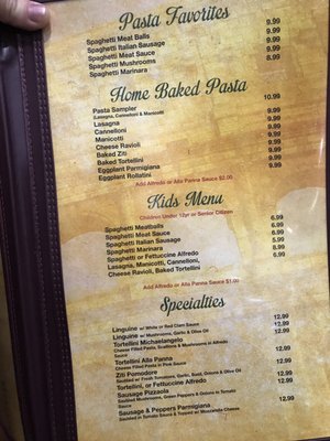 Menu photo 6 Bella Sera Fredericksburg, TX