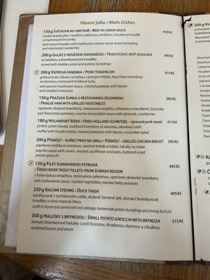 Menu photo 1 Restaurace Mincovna Prague, PR Menu photo 1 Restaurace Mincovna Prague, PR