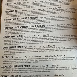 Menu of ciders! Foxwhelp was my favorite. Also if you like a little sweetness the pineapple is so tasty! Menu of ciders! Foxwhelp was my favorite. Also if you like a little sweetness the pineapple is so tasty!