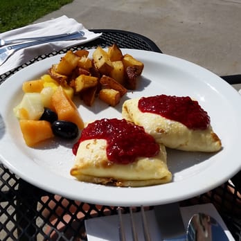 Copper Rill Restaurant - Fruit blintz- crepes with an amazing cream filling and topped with fresh berry compote. DELICIOUS! - American Near Me - Idaho Falls, Idaho Copper Rill Restaurant - Fruit blintz- crepes with an amazing cream filling and topped with fresh berry compote. DELICIOUS! - American Near Me - Idaho Falls, Idaho