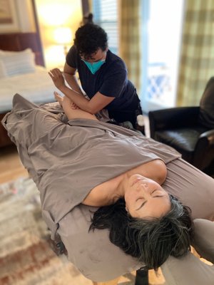 Swedish 45/60/90 minutes - Swedish massage is an undressed massage. You are covered by a sheet, exposing only the body part being massaged at the time. I use a variety of massage strokes including effleurage, petrisage, friction, vibration, and tapotment. The strokes are designed to warm the body, pace the massage, break up scar tissue and adhesions, stimulate nerve activity and blood flow, and to help the client relax. Swedish 45/60/90 minutes - Swedish massage is an undressed massage. You are covered by a sheet, exposing only the body part being massaged at the time. I use a variety of massage strokes including effleurage, petrisage, friction, vibration, and tapotment. The strokes are designed to warm the body, pace the massage, break up scar tissue and adhesions, stimulate nerve activity and blood flow, and to help the client relax.