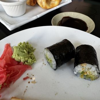Wasabi - This is what is left of the Avocado Roll and wontons - Japanese Near Me - Little Rock, Arkansas Wasabi - This is what is left of the Avocado Roll and wontons - Japanese Near Me - Little Rock, Arkansas