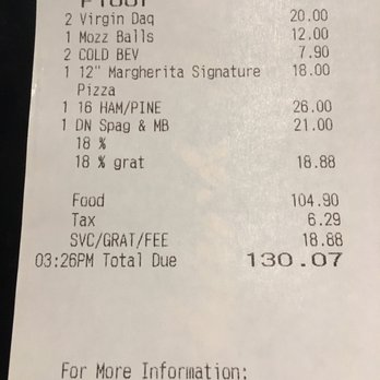 Fiorella's Italian Kitchen - Added gratuity for party of 4. - Pizza Near Me - Oxon Hill, Maryland