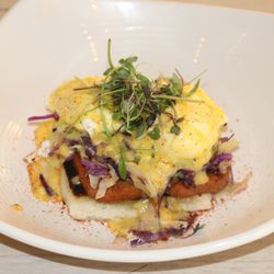 Genki Kitchen - Genki Benedict, Japanese Shoku Pan toast, Spam, and perfectly poached eggs with rich creamy yuzu  Hollandaise!