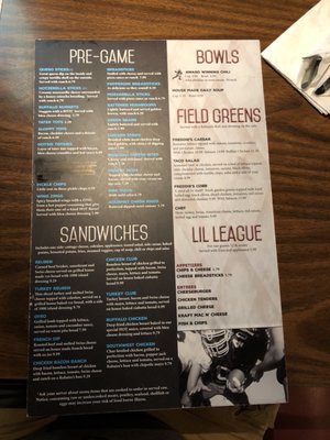 Menu photo 6 Freddie's Tavern Mount Pleasant, MI