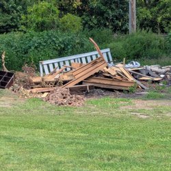 Great River Harbor Marina & Campgrounds - This is a "small pile of burnables" in our campsite according to the owner