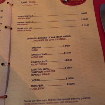 María Jiménez - Menu - Mexican Near Me - Cabo San Lucas, BCS