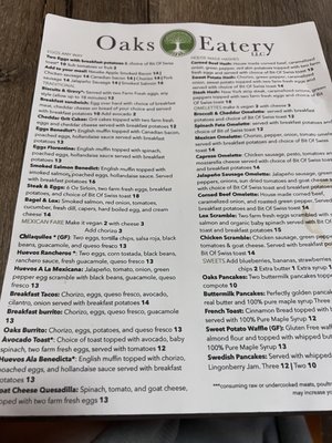 Menu photo 5 Oaks Eatery Three Oaks, MI