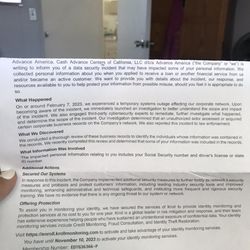 Advance America - Data breach
