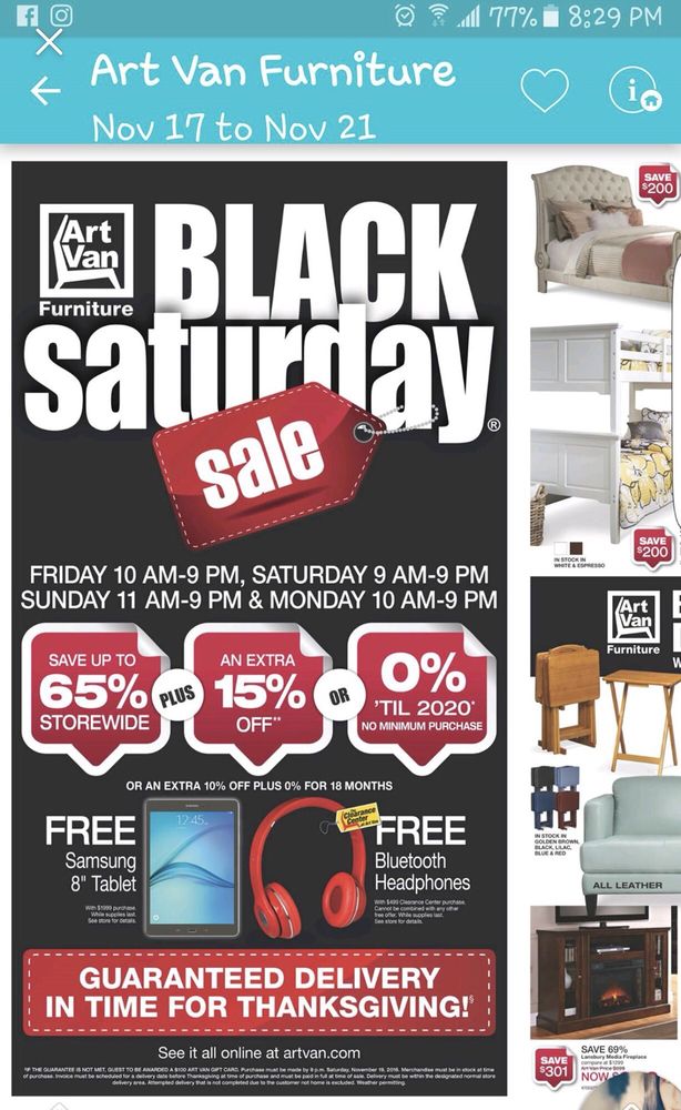 art van black saturday sale
