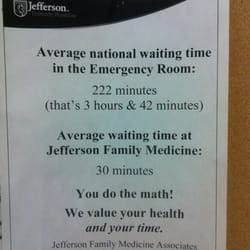 Jefferson University Physicians - What a joke. This was hanging in my exam room..as I was waiting for OVER AN HOUR for a scheduled appointment. Never again!