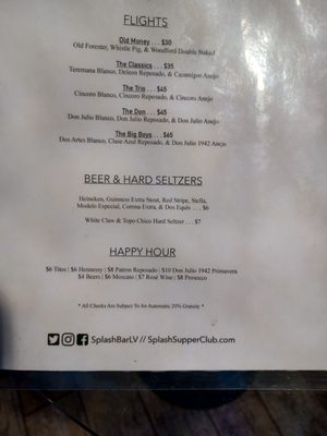 Menu photo 1 Splash Supper Club Las Vegas, NV Menu photo 1 Splash Supper Club Las Vegas, NV