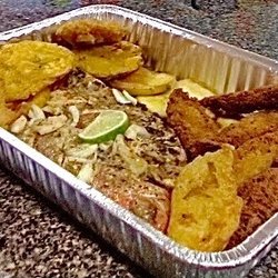 Nardette Takeout Restaurant - Fried Red Snapper fish platter with acra, fried sweet potatoes, marinades and fried plantains. I really enjoyed it,