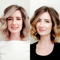Laura & Co. Salon - Before & After    Caramel to icy!  Balayage to teasy-light.