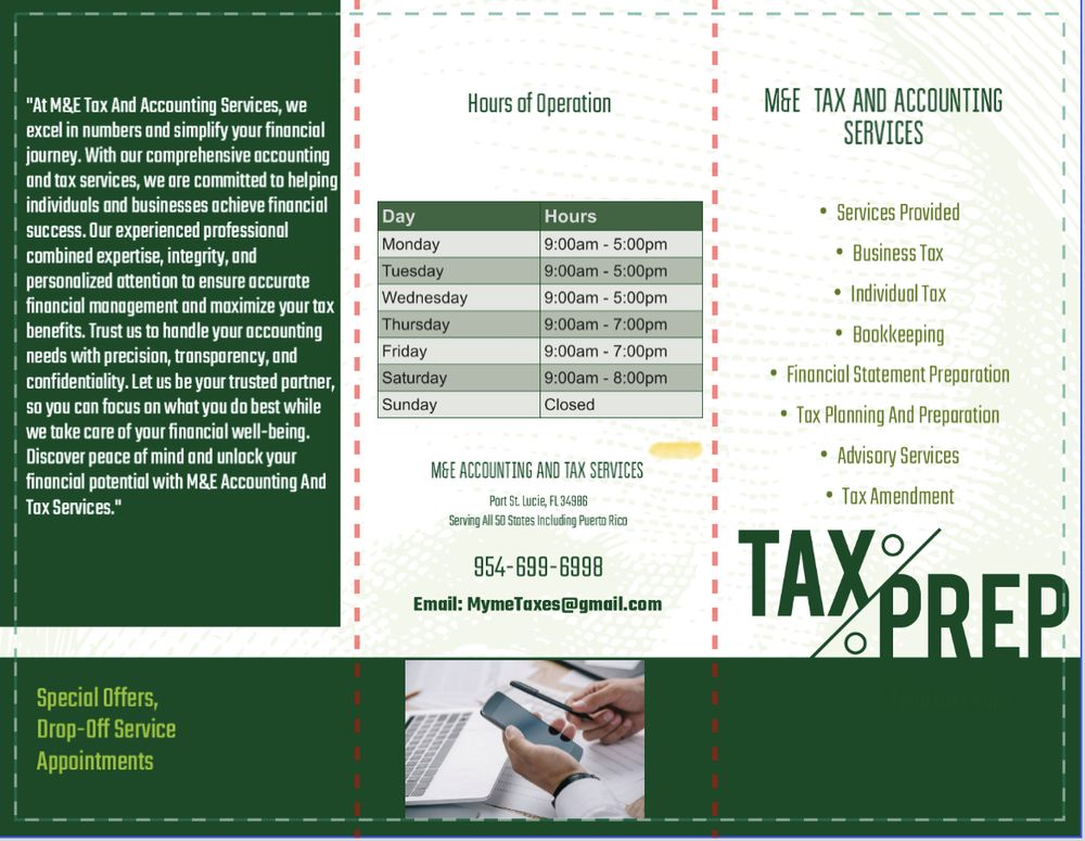 M&E TAX AND ACCOUNTING SERVICES Request Consultation Port St. Lucie