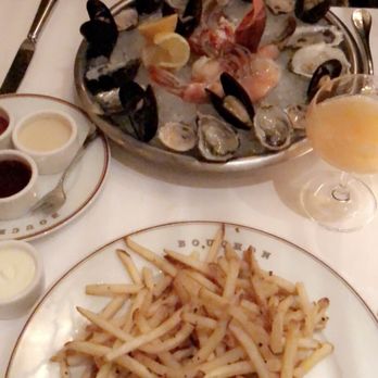 Bouchon - Steak Frites and Grand Plateau oysters and mussels. East and west coast combination. Exquisite as always Bouchon! - French Near Me - Yountville, California Bouchon - Steak Frites and Grand Plateau oysters and mussels. East and west coast combination. Exquisite as always Bouchon! - French Near Me - Yountville, California