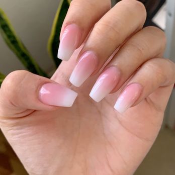 Trendy Nails Spa - I got a pink & white ombre in a coffin shape. - Nail Salons Near Me - Chula Vista, California