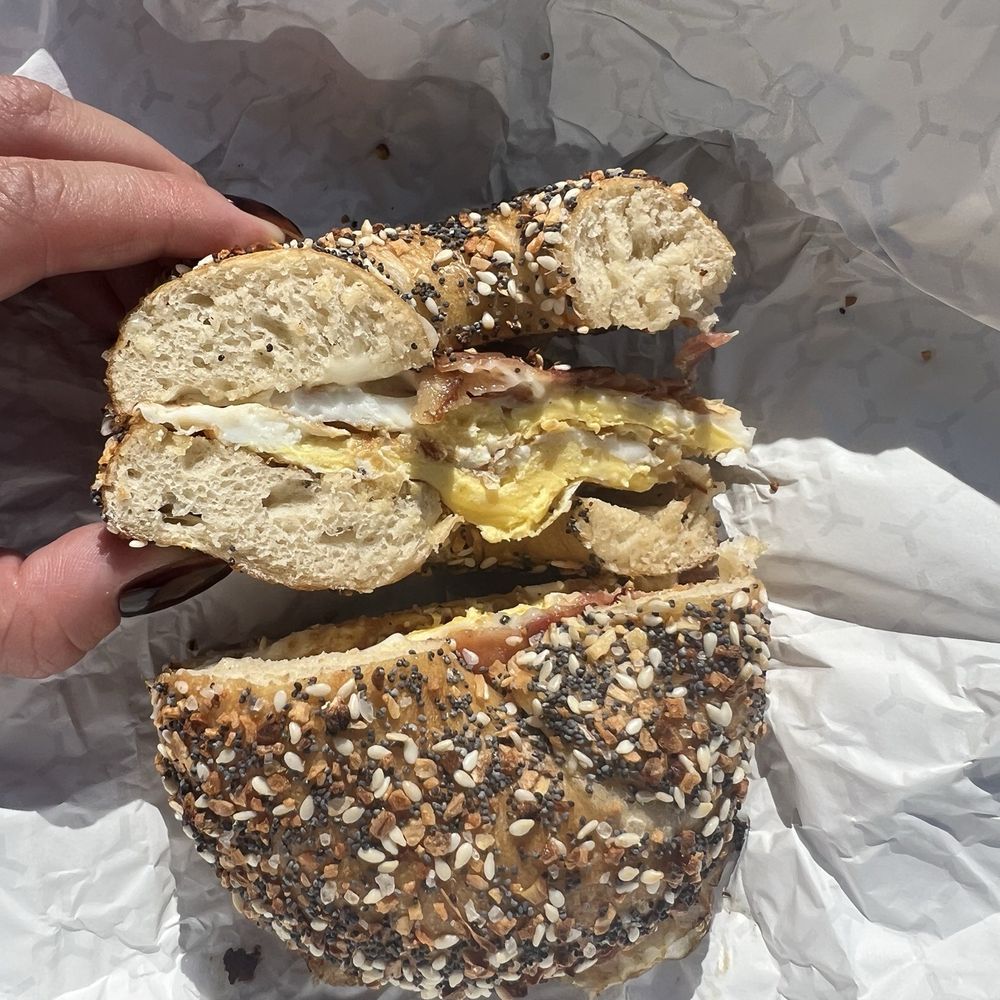 Chewish Deli - Everything bagel with bacon, egg, cheese - Bagels Near Me - Alexandria, Virginia Chewish Deli - Everything bagel with bacon, egg, cheese - Bagels Near Me - Alexandria, Virginia
