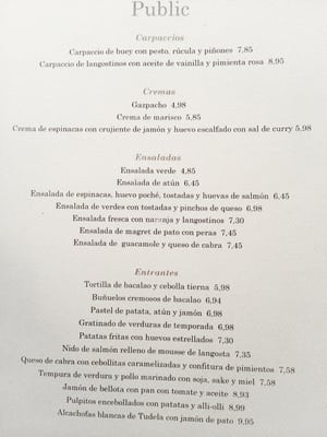 Menu photo 7 Public Madrid, M Menu photo 7 Public Madrid, M