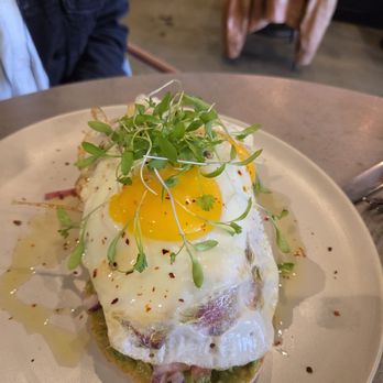 Bite Food & Coffee - Avocado Toast (sunny side up eggs, radish, cilantro, pickled red onion, pico, aleppo pepper, evoo). - Coffee & Tea Near Me - Hackensack, New Jersey