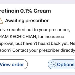 My Skin Dermatology - Note from CVS about my prescription.