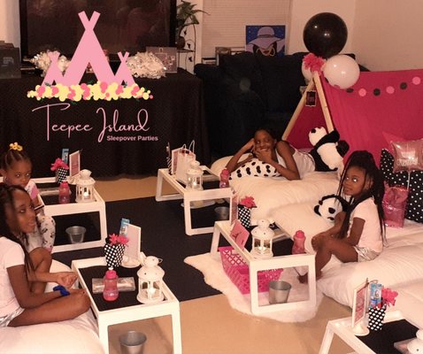 Memorable Moments - This package is called Memorable Moments as it's best for a group of 4! The setup was for a 5-year-old's birthday party. You can rest assured, knowing these girls had lots of fun, laughter, and exciting memories! Any theme is available for this package. Visit our website to book the "Pandas & Polka Dots" theme today!