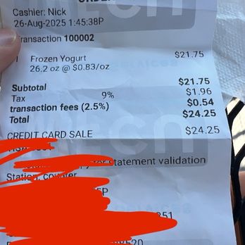Fro-Yo - Transaction fee of 2.5%?! - Ice Cream & Frozen Yogurt Near Me - Lynden, Washington Fro-Yo - Transaction fee of 2.5%?! - Ice Cream & Frozen Yogurt Near Me - Lynden, Washington