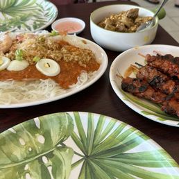 Palabok, Adobo, Pork BBQ sticks