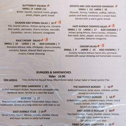 East Avenue - Lunch menu as of August 2023