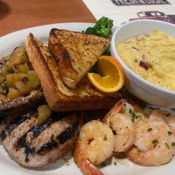 The Ranch - The Joe Affleck pork chops with an add-on shrimp scampi. - Steakhouses Near Me - Phelan, California