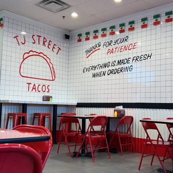TJ Street Tacos - Inside wall and seating area - Tacos Near Me - Duluth, Georgia TJ Street Tacos - Inside wall and seating area - Tacos Near Me - Duluth, Georgia