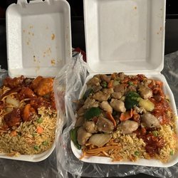 Chinatown Express - Fried rice, chow mein, mushroom chicken & orange chicken