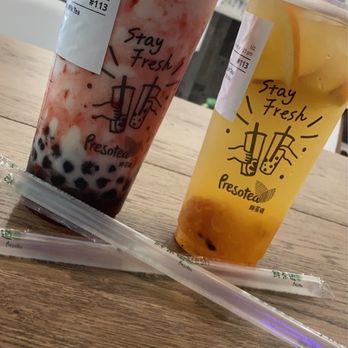Presotea Mansfield - drinks that i got. sakura milk tea and fruit tea - Bubble Tea Near Me - Mansfield, Texas
