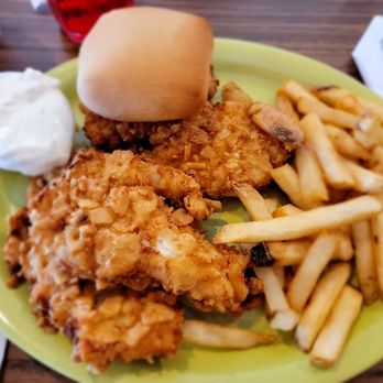 The Overlook Restaurant - Fried Cod Platter with french fries, comes with tons of tartar and a roll. - American Near Me - Leavenworth, Indiana