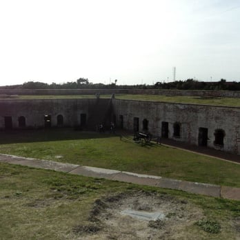Fort Macon Historic Site - Top level of the fort looking down - Landmarks & Historical Buildings Near Me - Atlantic Beach, North Carolina