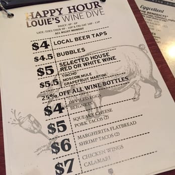Louie's Wine Dive - Happy Hour Menu - New American Near Me - Des Moines, Iowa