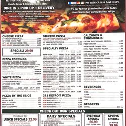 Vinni's Pizza - 2024 Menu