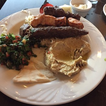 Open Sesame - Mixed Grill Plate with Baba Ganoush and Tabouleh - Lebanese Near Me - Dallas, Texas