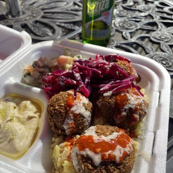 Falafel Cafe - Falafel plate and Laziza apple drink - Falafel Near Me - Birmingham, Alabama