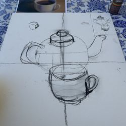 Lidya's Fine Art Classes - First class on acrylic painting was learning to sketch with charcoal.