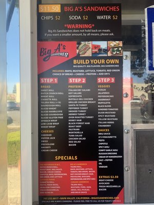 Menu photo 1 Big A’s Sandwiches Napa, CA