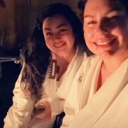 The Spa at Wine & Roses - Vanessa and Kerri enjoying the fire pit