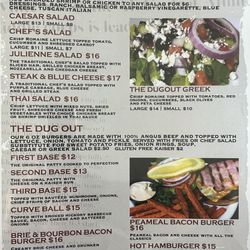 The Dugout Grill - Dugout Menu