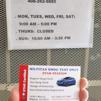 Milpitas Smog Test Only - Smog Check Stations Near Me - Milpitas, California