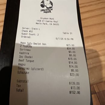 Drunken Monk - Izakaya Near Me - Menlo Park, California