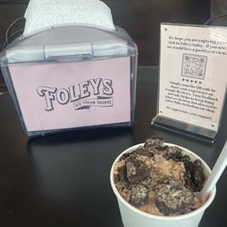 Foleys Ice Cream Shoppe - Chocolate ice cream with Oreos and Heath bar for the toppings.