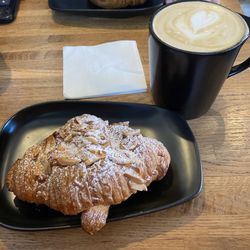 Two Mile Coffee Bar - Latte and almond pastry