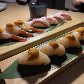 Katami - ama ebi w. Uni, Madai, scallop w. Uni - Sushi Bars Near Me - Houston, Texas