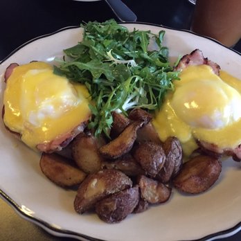 Rosebud Bar & Kitchen - Eggs Benedict. Excellent potatoes too! - New American Near Me - Somerville, Massachusetts