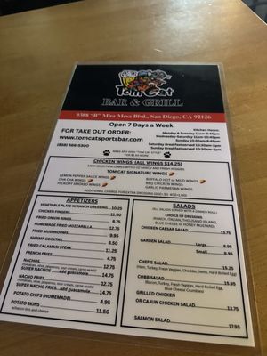 Menu photo 1 Tom Cat Bar & Grill San Diego, CA Menu photo 1 Tom Cat Bar & Grill San Diego, CA